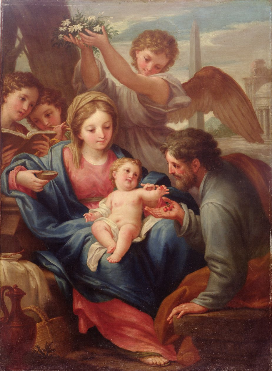 Madonna z Dzieciątkiem i św. Józefem lub Odpoczynek podczas ucieczki do Egiptu (olej na płótnie) autorstwa Francesco Mancini