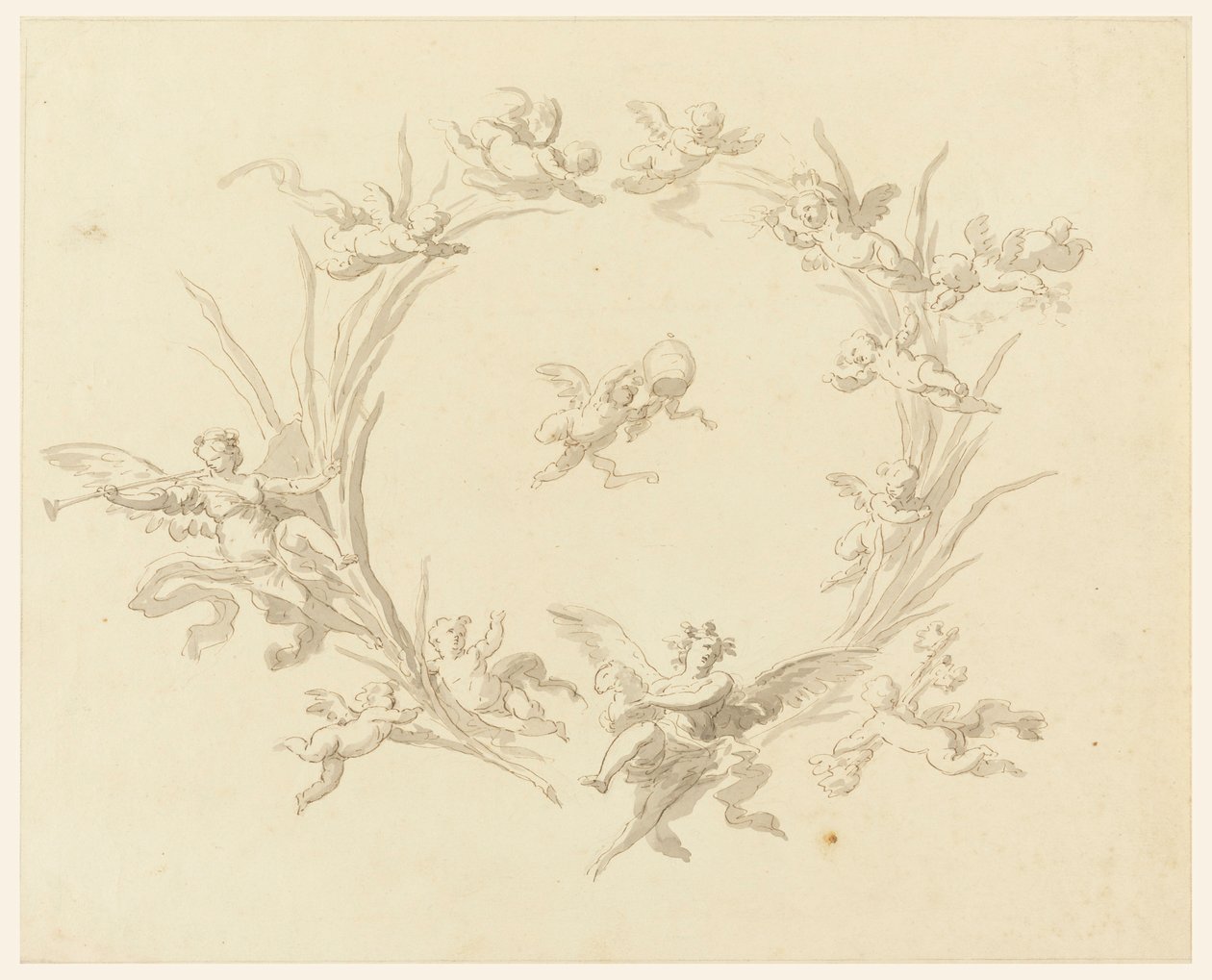 Rysunek, Studium dekoracji freskowej, Pałac Kwirynalski, Rzym, 1815-16 autorstwa Francesco Manno