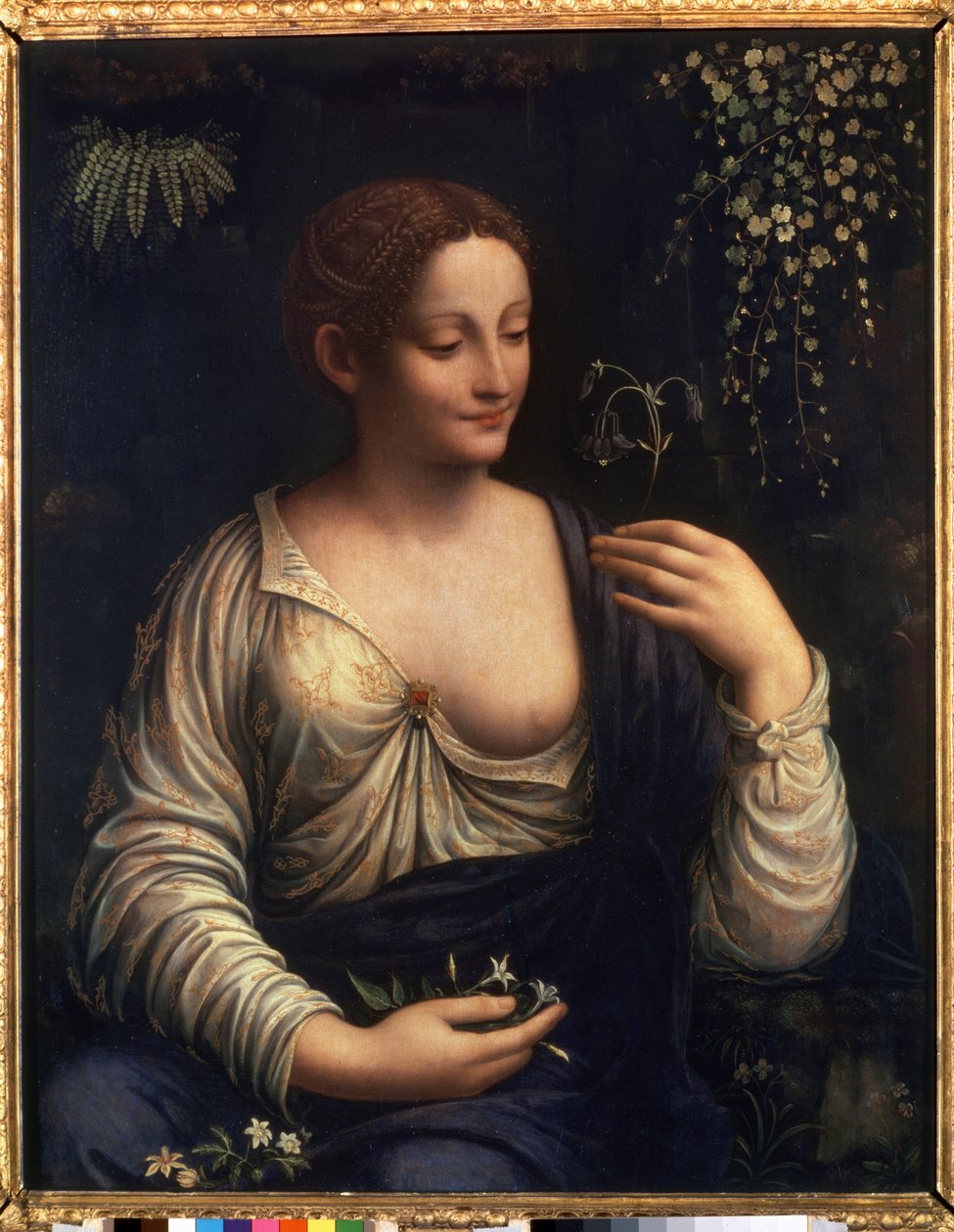 „Flora” (Flora) Obraz Francesco Melzi (1493-ok. 1570) 1510-1515 wym. 76x63 cm Muzeum Ermitażu w Sankt Petersburgu autorstwa Francesco Melzi or Melzo
