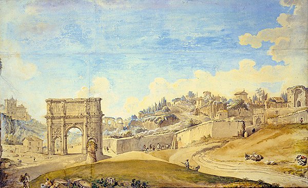 Widok na Rzym (akwarela na papierze) autorstwa Francesco Panini