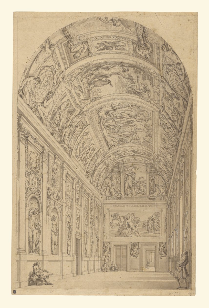 Widok na Galerię Farnese, Rzym autorstwa Francesco Panini