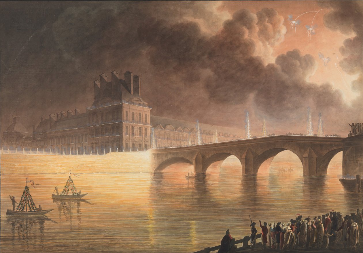 Święto Pokoju Generalnego wygłoszone w Paryżu dnia 18 Brumaire. Most Królewski, 1801-2 autorstwa Francesco Piranesi