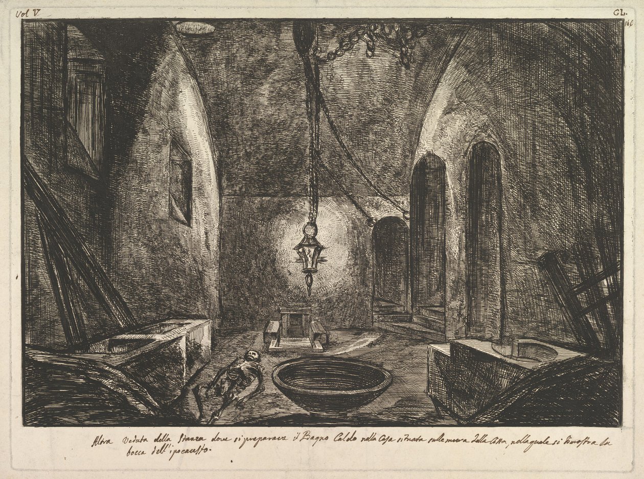 Widok na Pompeje Kolejny widok na pomieszczenie, w którym przygotowywano Bogno Caldo. . . .n.d. autorstwa Francesco Piranesi