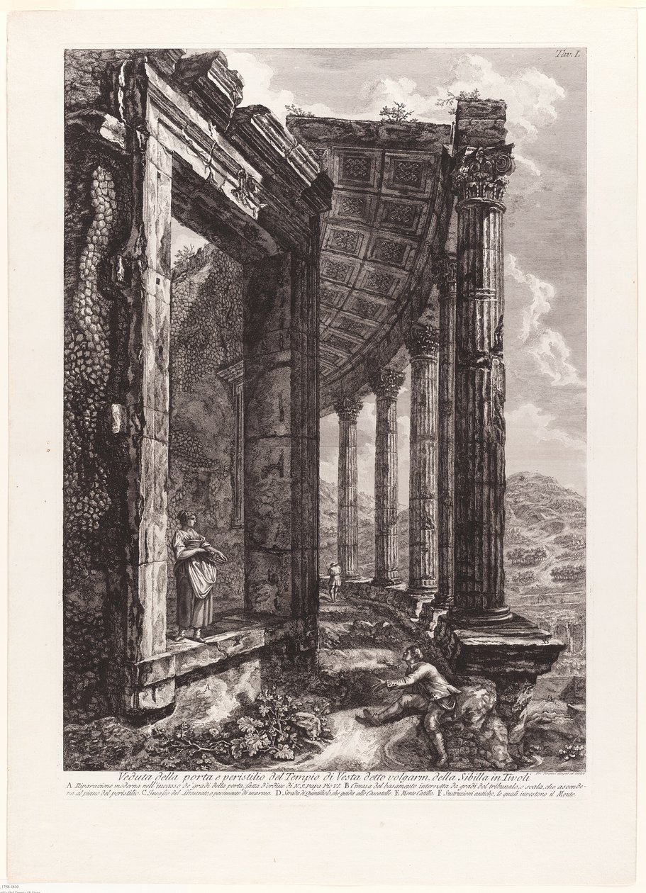 Widok na drzwi i perystyl świątyni Westa autorstwa Francesco Piranesi