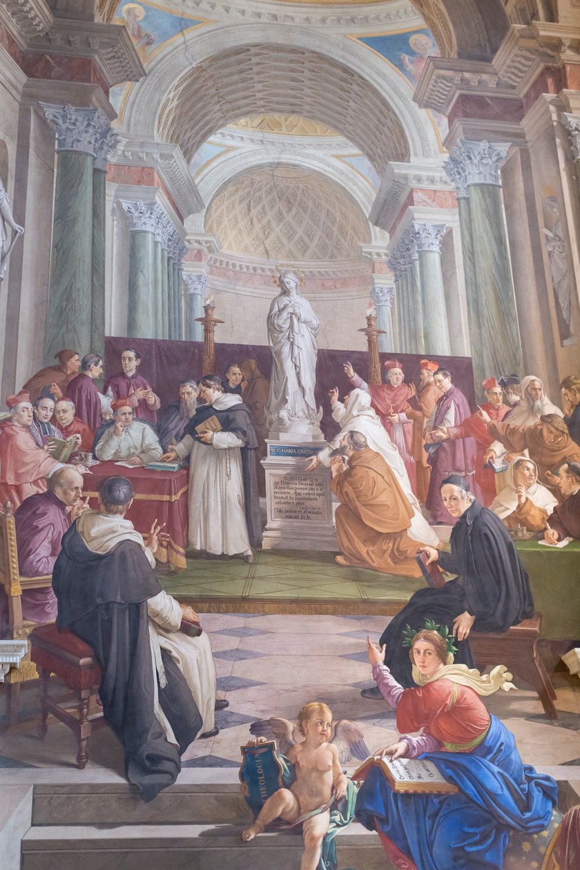 Dyskusja o Niepokalanym Poczęciu (fresk) (fragment 3362150) autorstwa Francesco Podesti