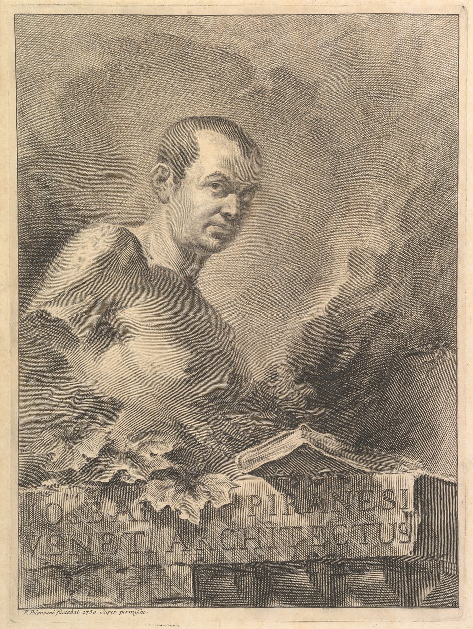 Portret W.B. Piranesi na wzór antycznego popiersia, z Opere varie di Architettura..., 1750. autorstwa Francesco Polanzani