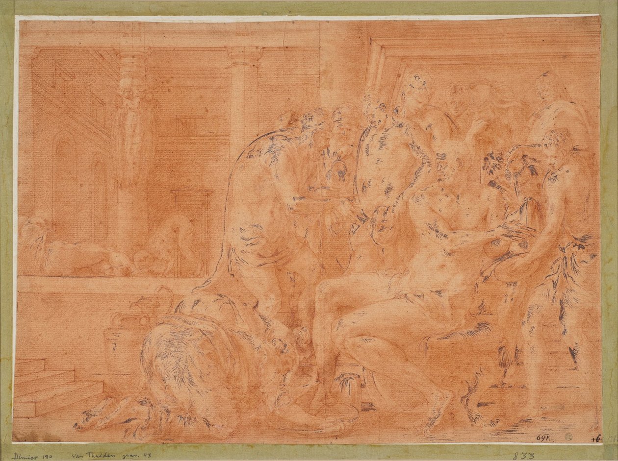 Odysseus wäscht seine Hände autorstwa Francesco Primaticcio