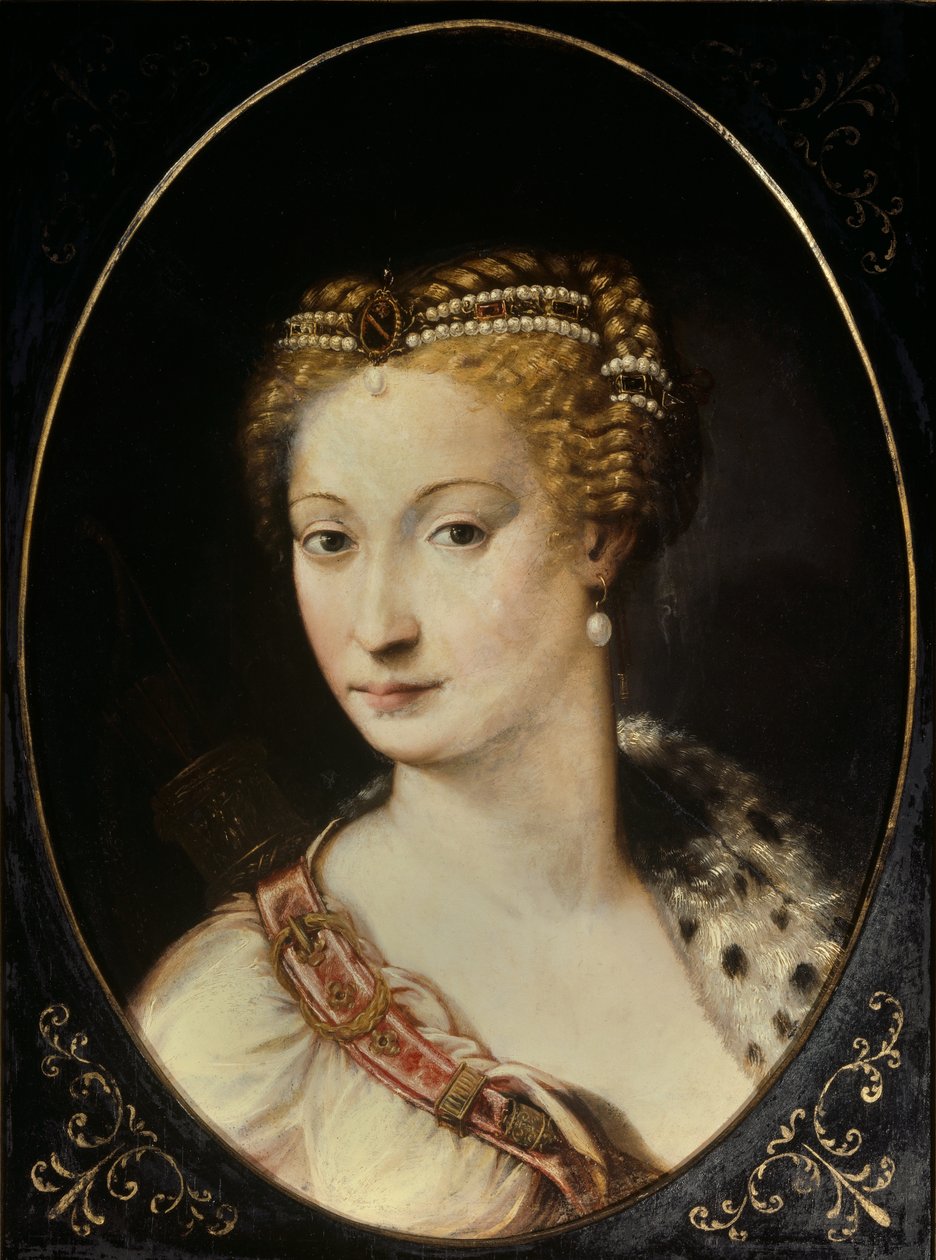 Portret Diany de Poitiers (1499 - 1566) Pani Breze, księżna Valentinois. Obraz Francesco Primaticcio, znany jako Prymaty (1504-1570) autorstwa Francesco Primaticcio