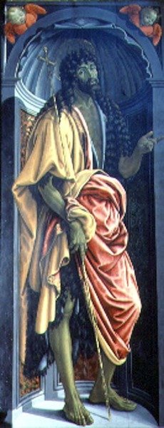Jan Chrzciciel, boczny panel z Tabernakulum Sakramentów, ok. 1484-6 (tempera na płycie) (detal z 94757) autorstwa Francesco and Raffaello Botticini