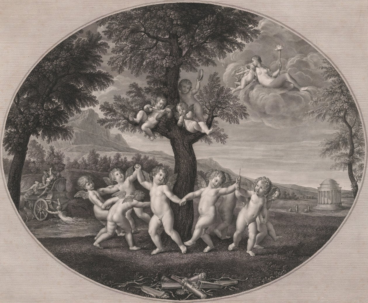 Amorki świętują gwałt na Prozerpinie, 1805-12. autorstwa Francesco Rosaspina