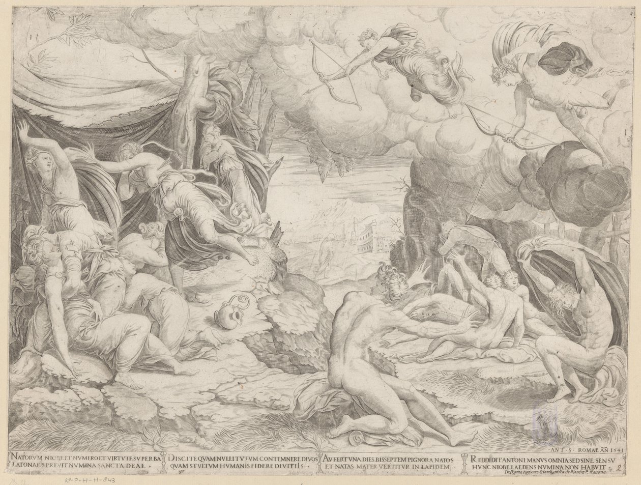 Apollo i Diana zabijają dzieci Niobe autorstwa Francesco Salviati