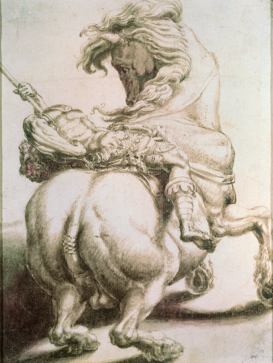 Jeździec przebity włócznią, XVI wiek autorstwa Francesco de Rossi Salviati Cecchino