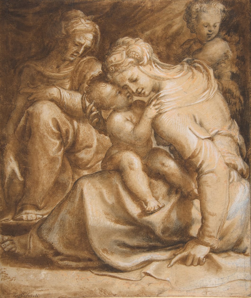 Dziewica z Dzieciątkiem ze św. Anną i Janem Chrzcicielem, ca. 1550. autorstwa Francesco Salviati