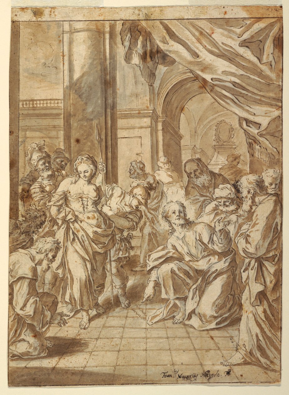 Rysunek Chrystus i cudzołożna kobieta, 1750-60 autorstwa Francesco Saverio Mergolo