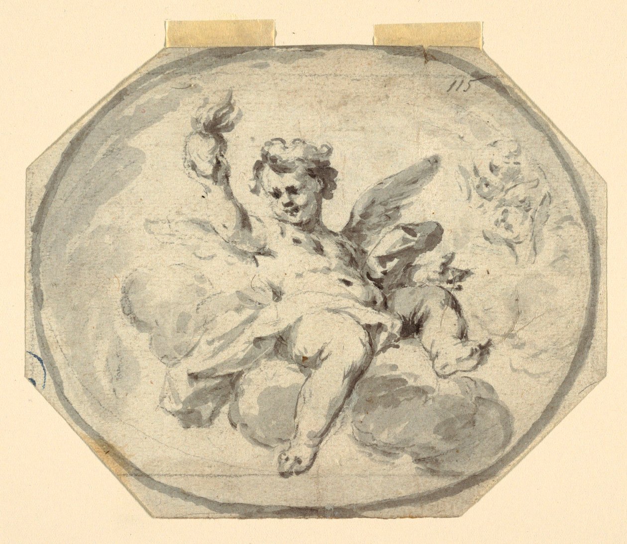 Rysunek, projekt malowanego sufitu, 1770-1800 autorstwa Francesco Saverio Mergolo