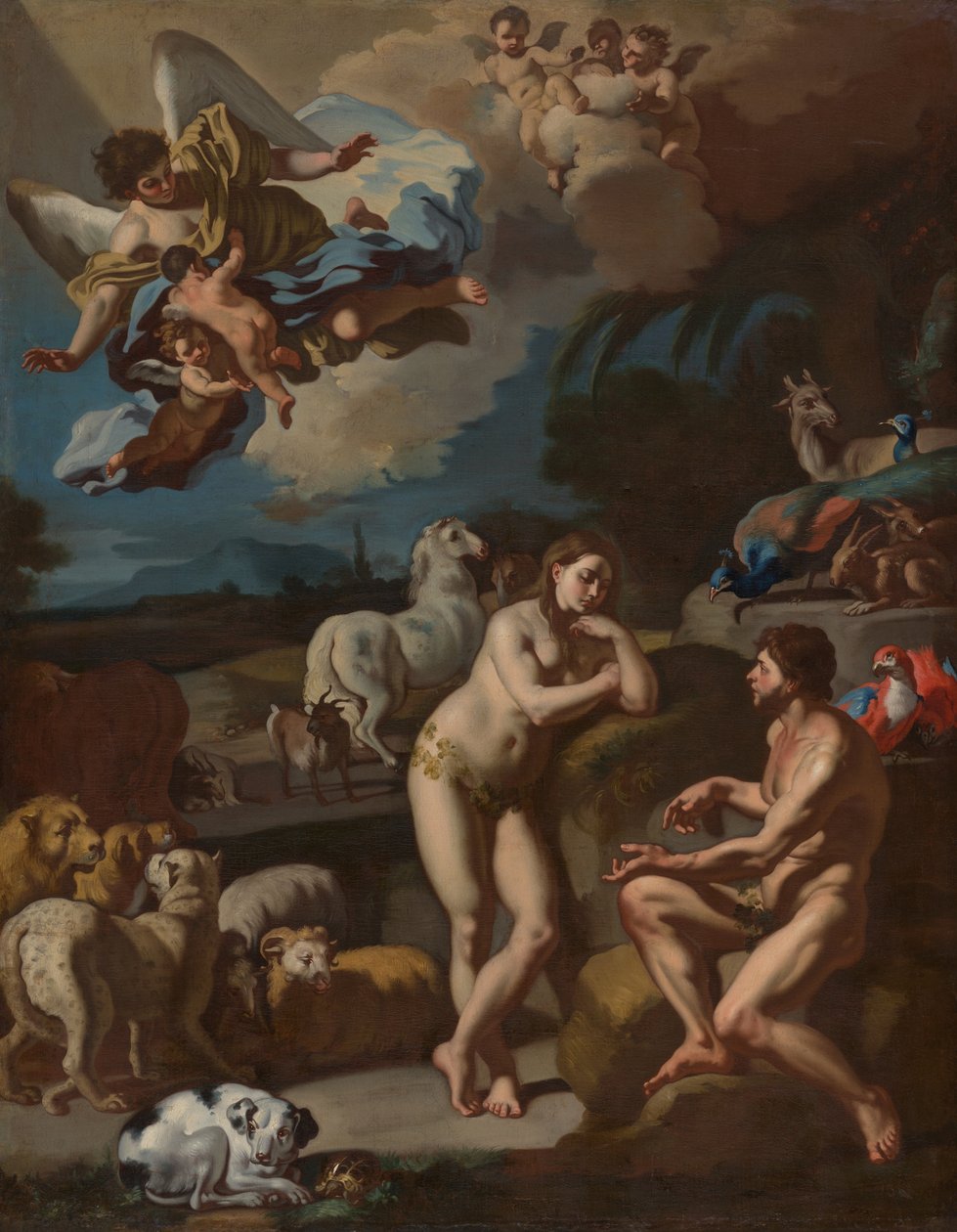 Adam i Ewa w raju autorstwa Francesco Solimena