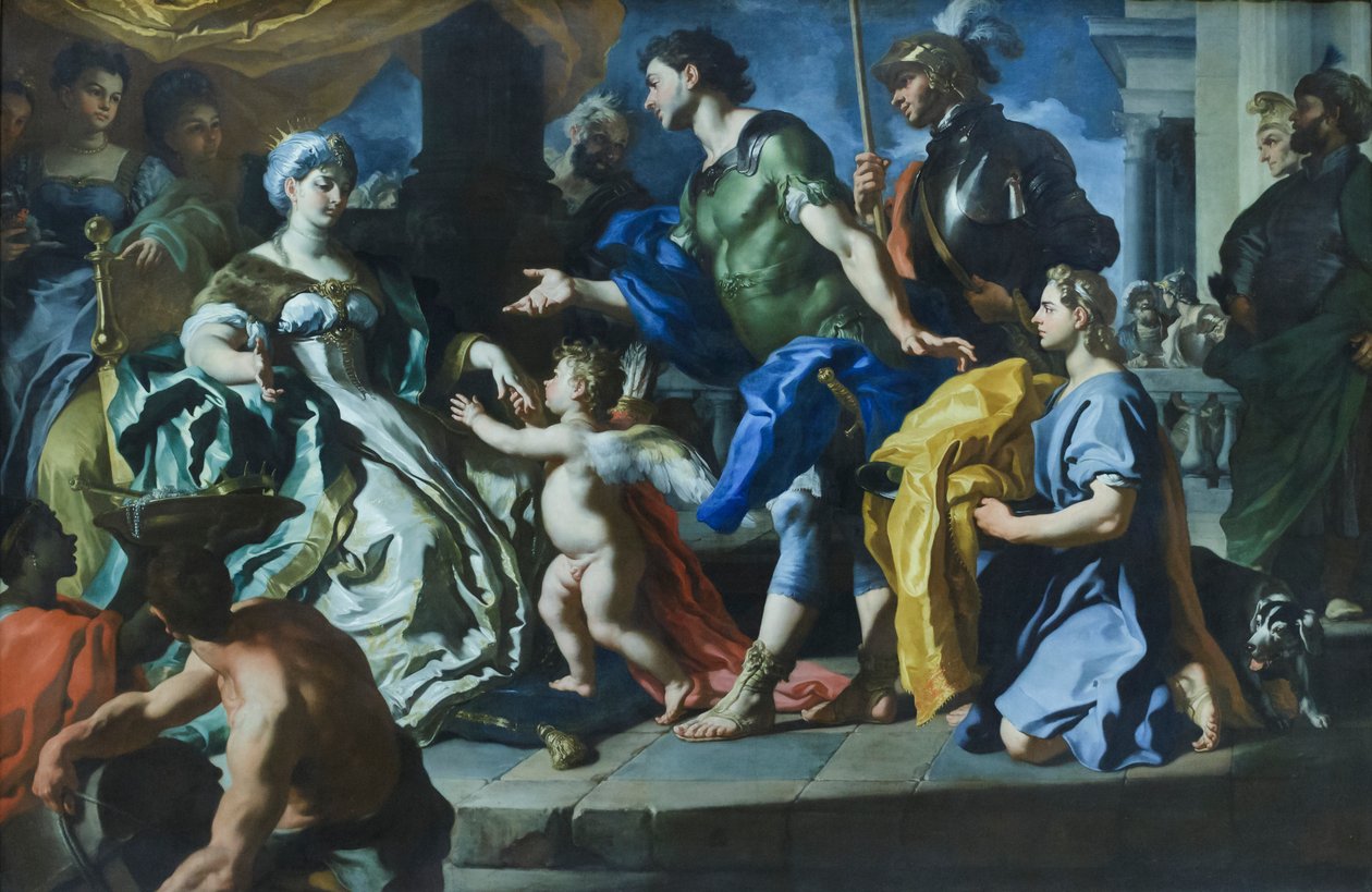 Dydona przyjmująca Eneasza i Kupidyna w przebraniu Askaniusza, ok. 1720 (olej na płótnie) autorstwa Francesco Solimena