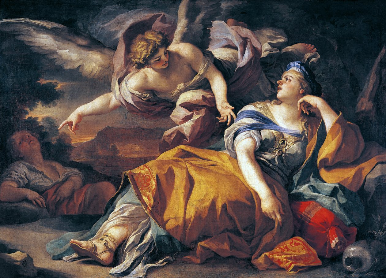 Hagar i Anioł, Francesco Solimena (1657-1747), olej na płótnie autorstwa Francesco Solimena