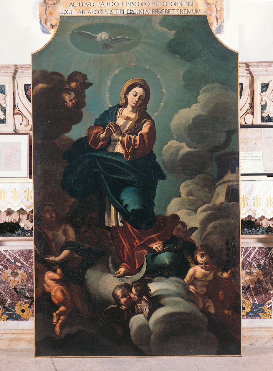 Niepokalane Poczęcie, obraz na płótnie przypisywany Francesco Solimena (1657-1747), Katedra San Pardo, Larino, Molise, Włochy autorstwa Francesco Solimena