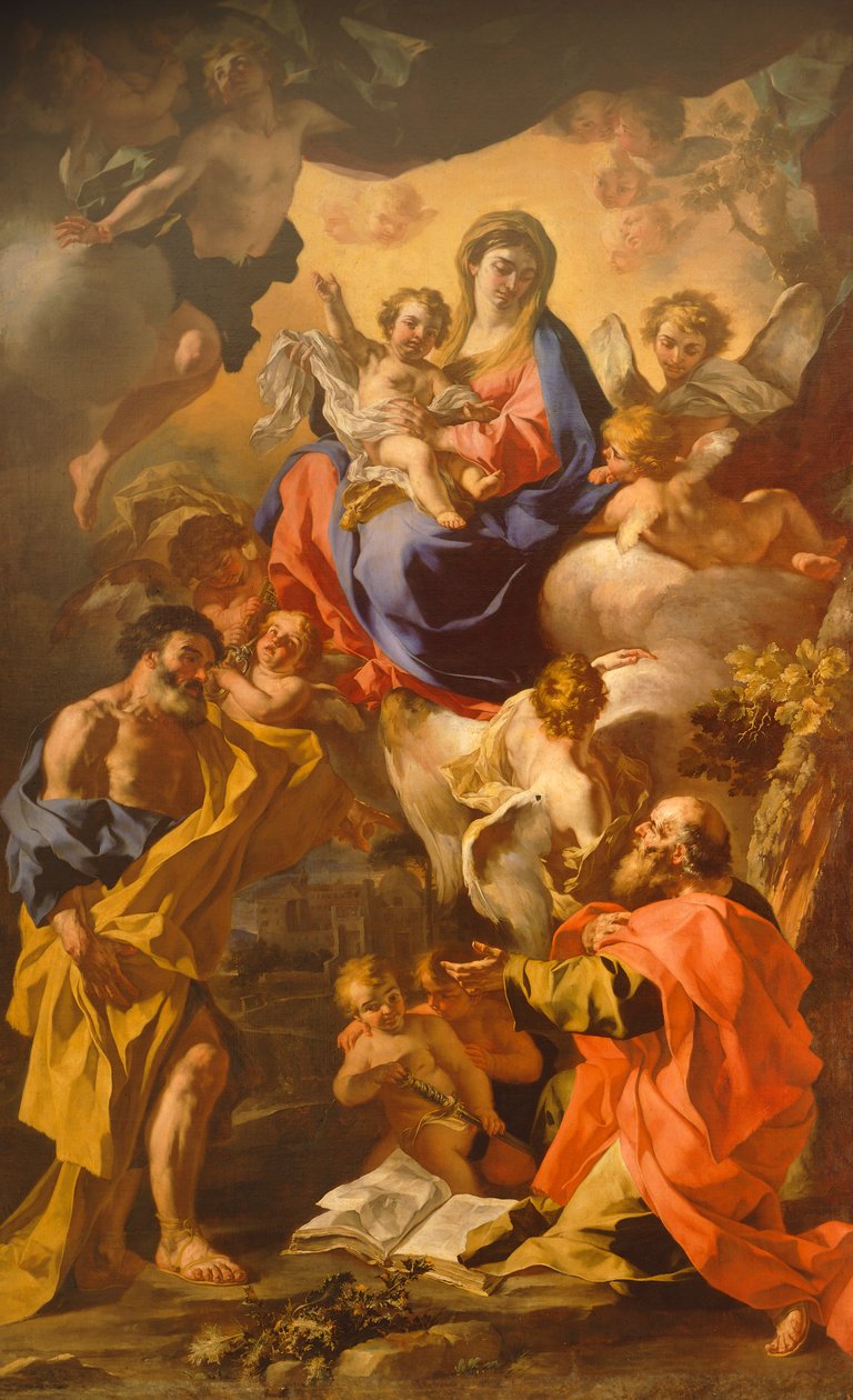 Madonna z Dzieciątkiem między św. Piotrem a Pawłem – Francesco Solimena (1657-1747) autorstwa Francesco Solimena