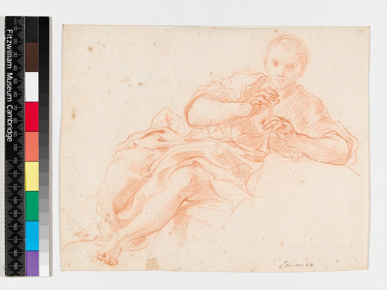 Pasterz dmuchający fajkę, przed 1747 (czerwona kreda na papierze) autorstwa Francesco Solimena