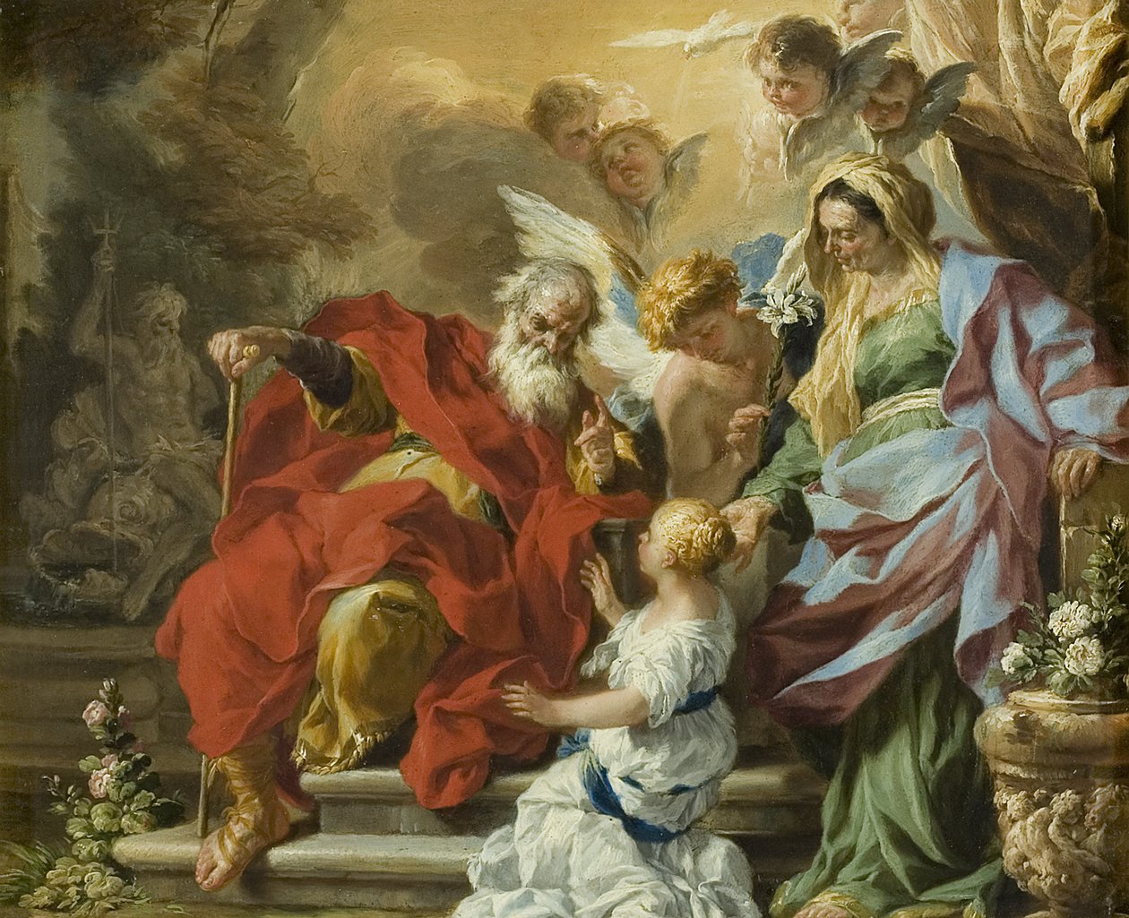 Edukacja Dziewicy, c.1680 (olej na miedzi) autorstwa Francesco Solimena