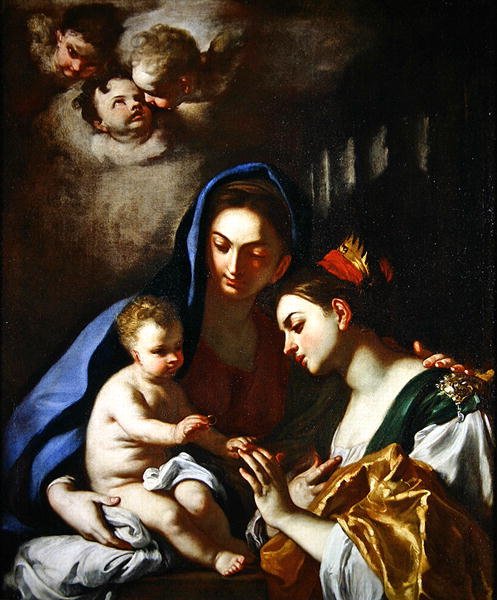 Mistyczne Wesele św Katarzyny (olej na płótnie) autorstwa Francesco Solimena