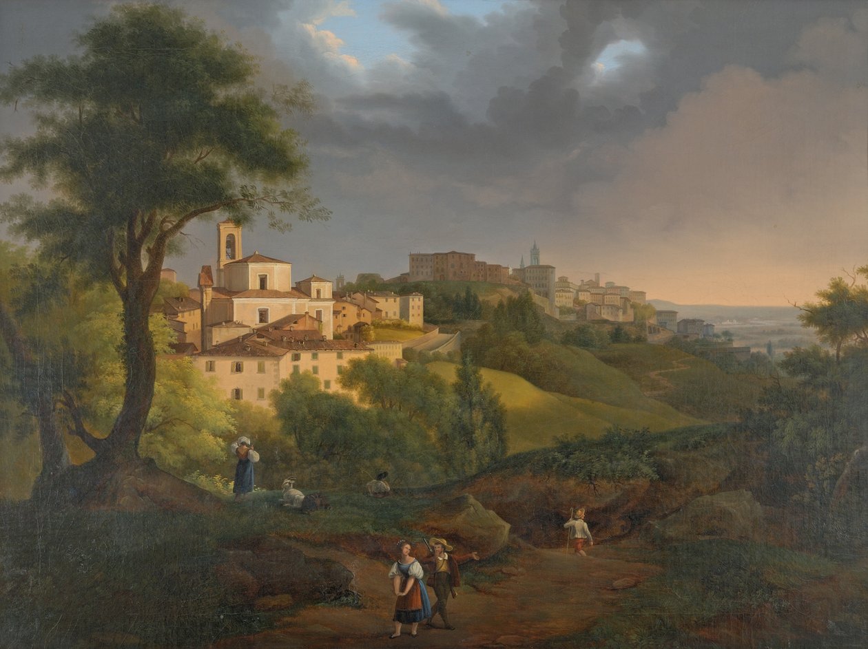 Widok na Borgo, Canale w Bergamo autorstwa Francesco Trecourt