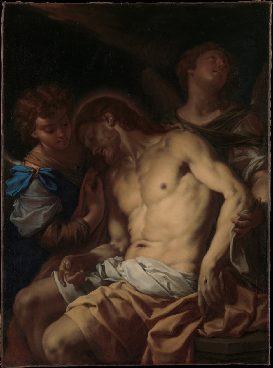 Martwy Chrystus podtrzymywany przez anioły autorstwa Francesco Trevisani