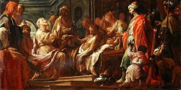 Studium do św. Mateusza wskrzeszającego syna króla Etiopii (olej na płótnie) autorstwa Francesco Trevisani