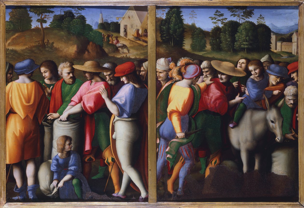 Historie Józefa, Bacchiacca (1494-1557), olej na desce, przeniesiony na płótno autorstwa Francesco Ubertini Il Bacchiacca