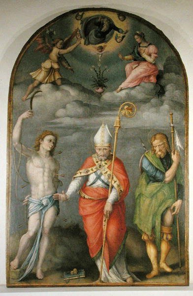 Zwiastowanie ze świętymi (olej na płótnie) autorstwa Francesco Ubertini Verdi Bachiacca