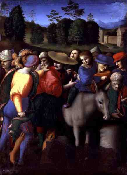 Odzyskanie skradzionego kubka, z „Opowieści Giuseppe Ebreo” (tempera na panelu) autorstwa Francesco Ubertini Verdi Bachiacca