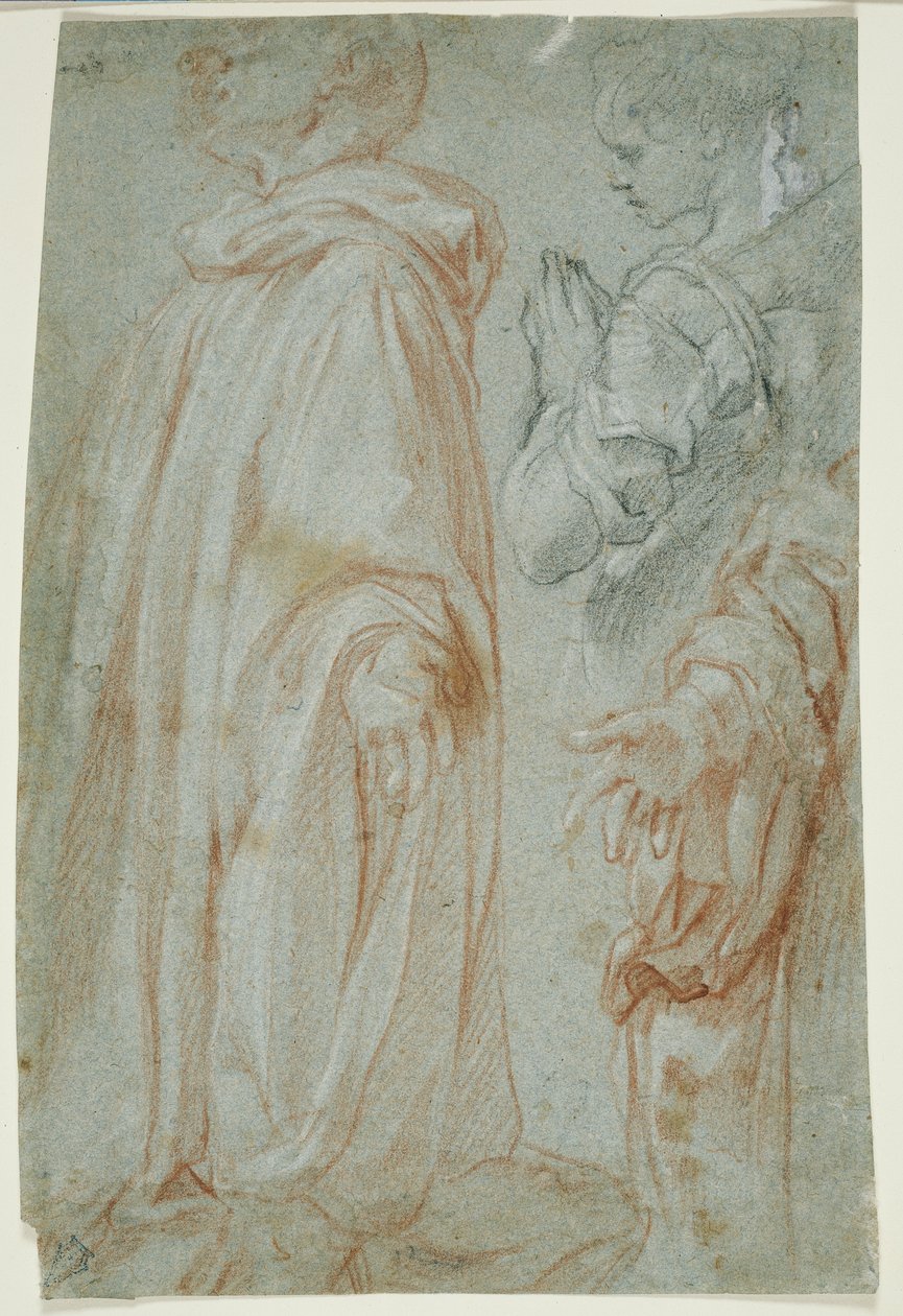 Trzy studia do Chrystusa Zmartwychwstałego adorowanego przez świętą kobietę i San Silvestro Gozzalini, 1607 autorstwa Francesco Vanni