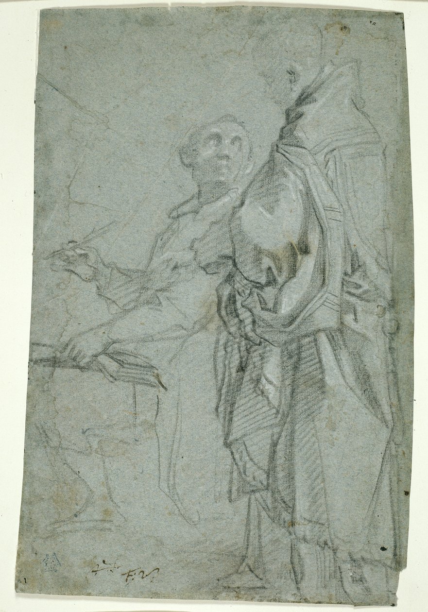 Dwóch duchownych: studium dysputy o Najświętszym Sakramencie, 1606-10 autorstwa Francesco Vanni