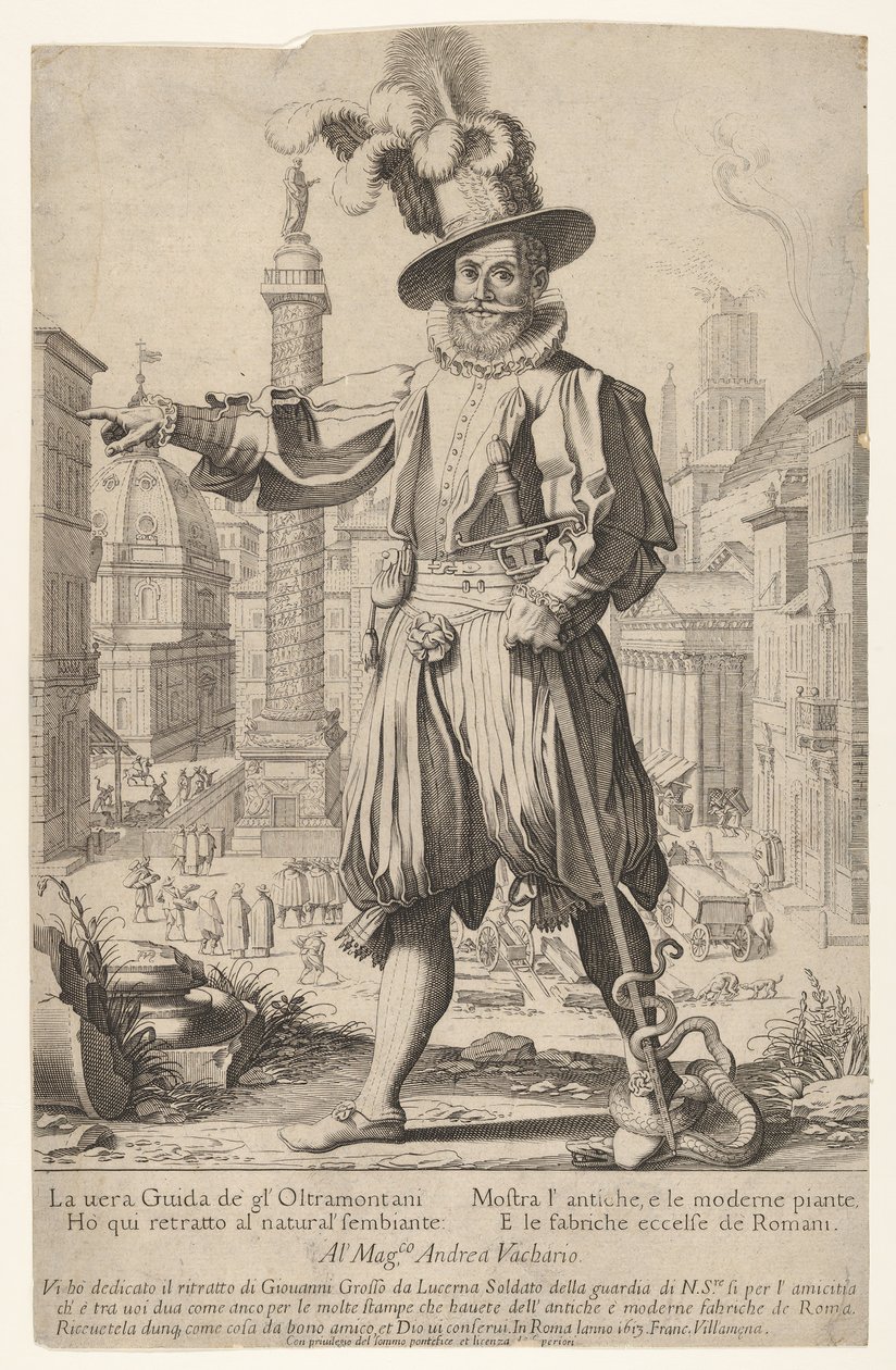Giovanni Alto Johann Alten, Ioannes Altus stojący na Kwirynale w Rzymie, z nim..., autorstwa Francesco Villamena