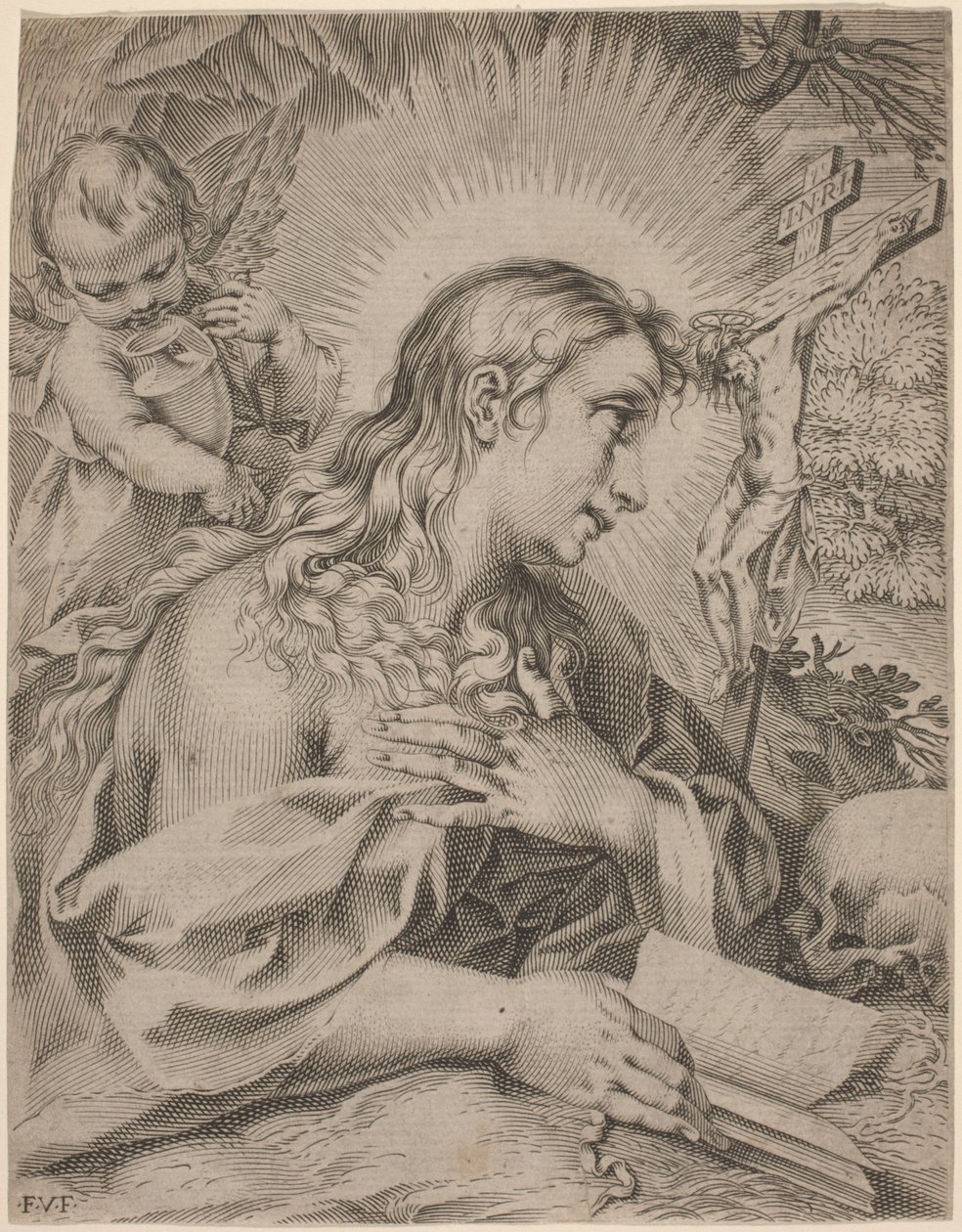 Magdalena pokutująca autorstwa Francesco Villamena after Francesco Vanni