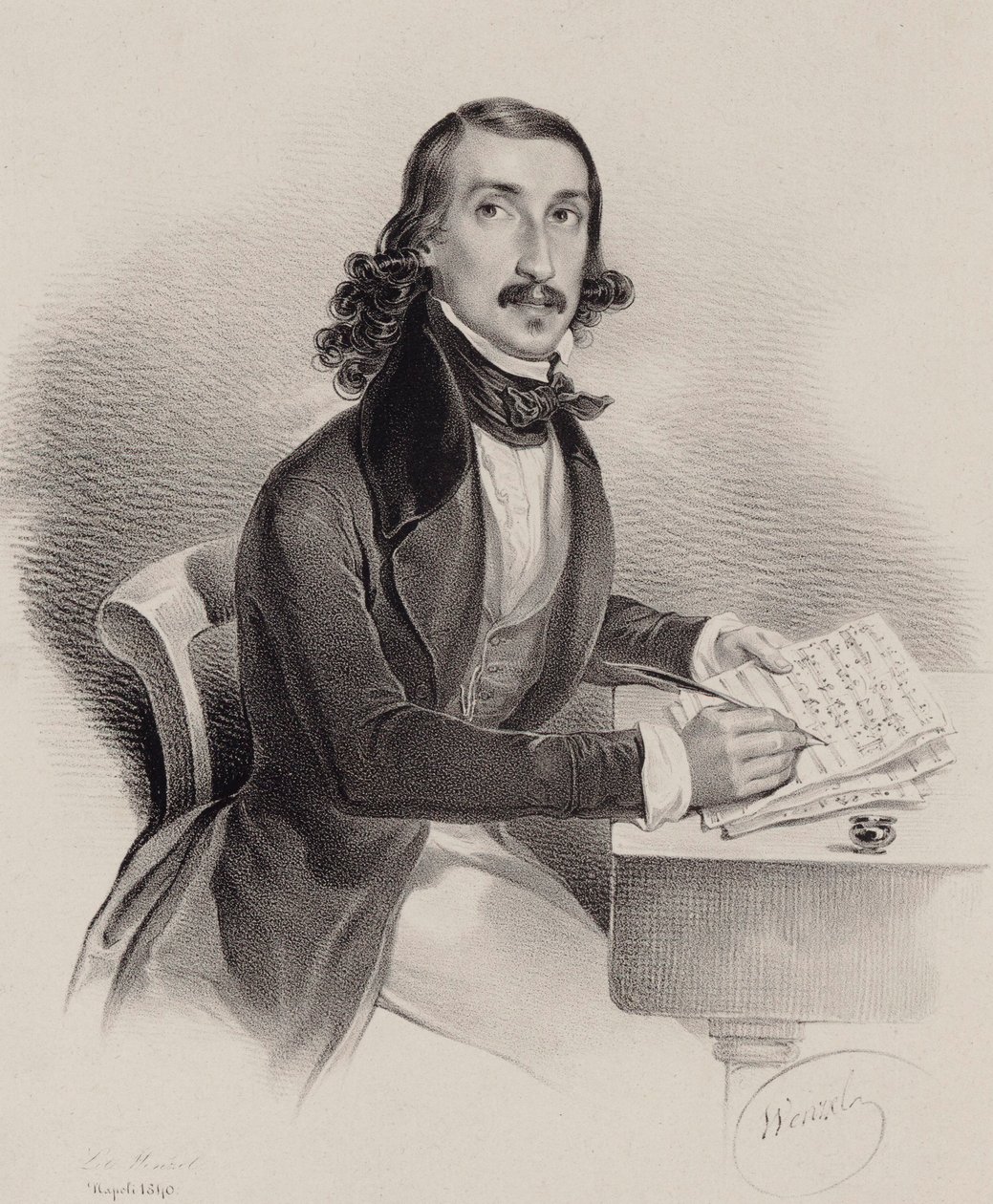 Portret piosenkarza i kompozytora Giacinto Marrasa 1810-1883 , 1840. autorstwa Francesco Wenzel
