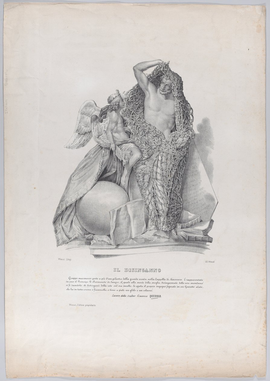 Książę Raimondo di Sangro wyplątuje się z sieci światowych trosk z..., ok. godz. 1840-50. autorstwa Francesco Wenzel