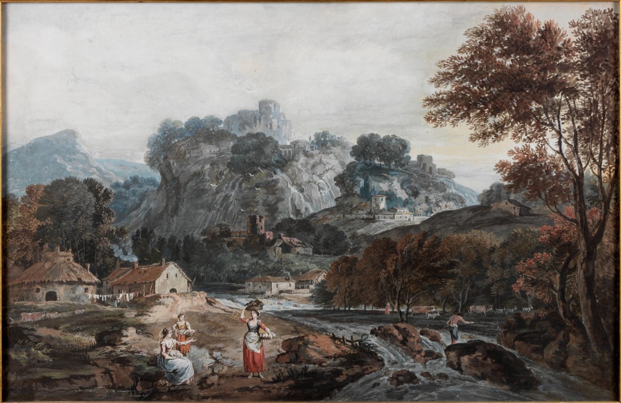 Krajobraz, ok. 1760-1770 (akwarela na papierze) autorstwa Francesco Zuccarelli