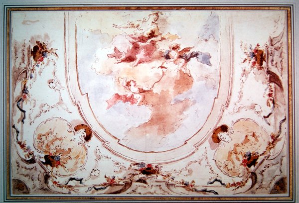Projekt w tle (pióro i atrament i toaleta na papierze) autorstwa Francesco attr. to Guardi