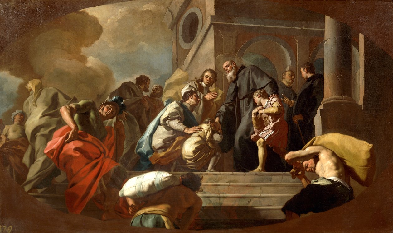 Sen św. Benedykta – Francesco De Mura (1696-1782), fragment autorstwa Francesco de Mura