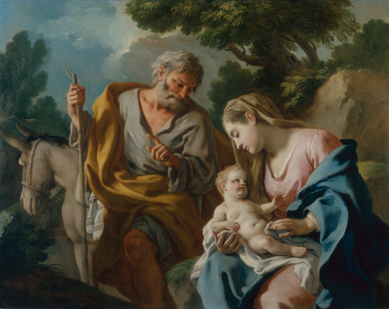 Odpocznij w locie do Egiptu (olej na płótnie) autorstwa Francesco de Mura