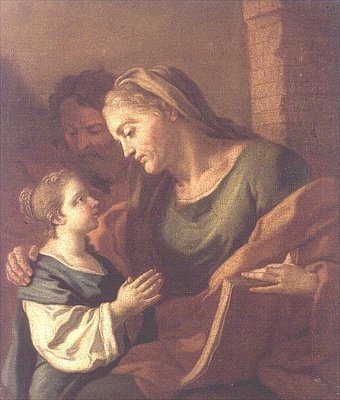Św. Anna poucza Dzieciątko Jezus autorstwa Francesco de Mura