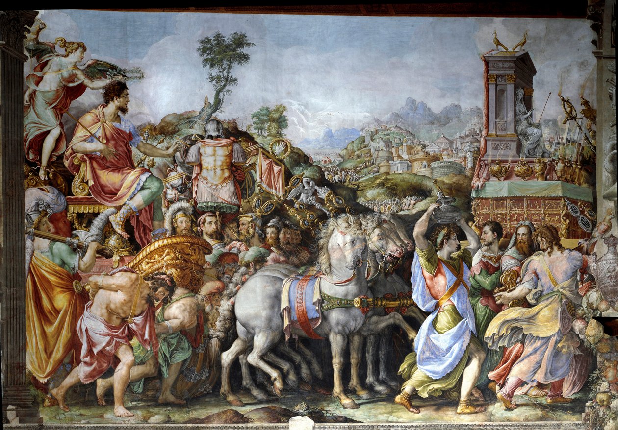 Triumf Marka Furiusa Camillusa, generała i rzymskiego męża stanu (Fresco autorstwa Francesco de Rossi Salviati