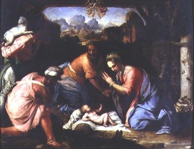 Adoracja pasterzy, ok. 1525 (panel) autorstwa Francesco de Rossi Salviati Cecchino