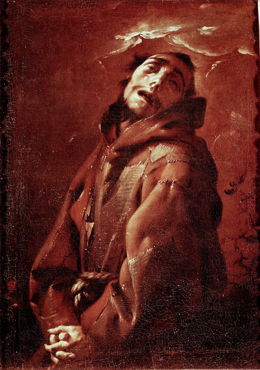 Święty Franciszek z Asyżu w ekstazie Obraz Francesco del Cairo (1607-1665) XVII wiek niedz 74x53 cm Mediolan, Musei Civici del Castello Sforzesco autorstwa Francesco del Cairo