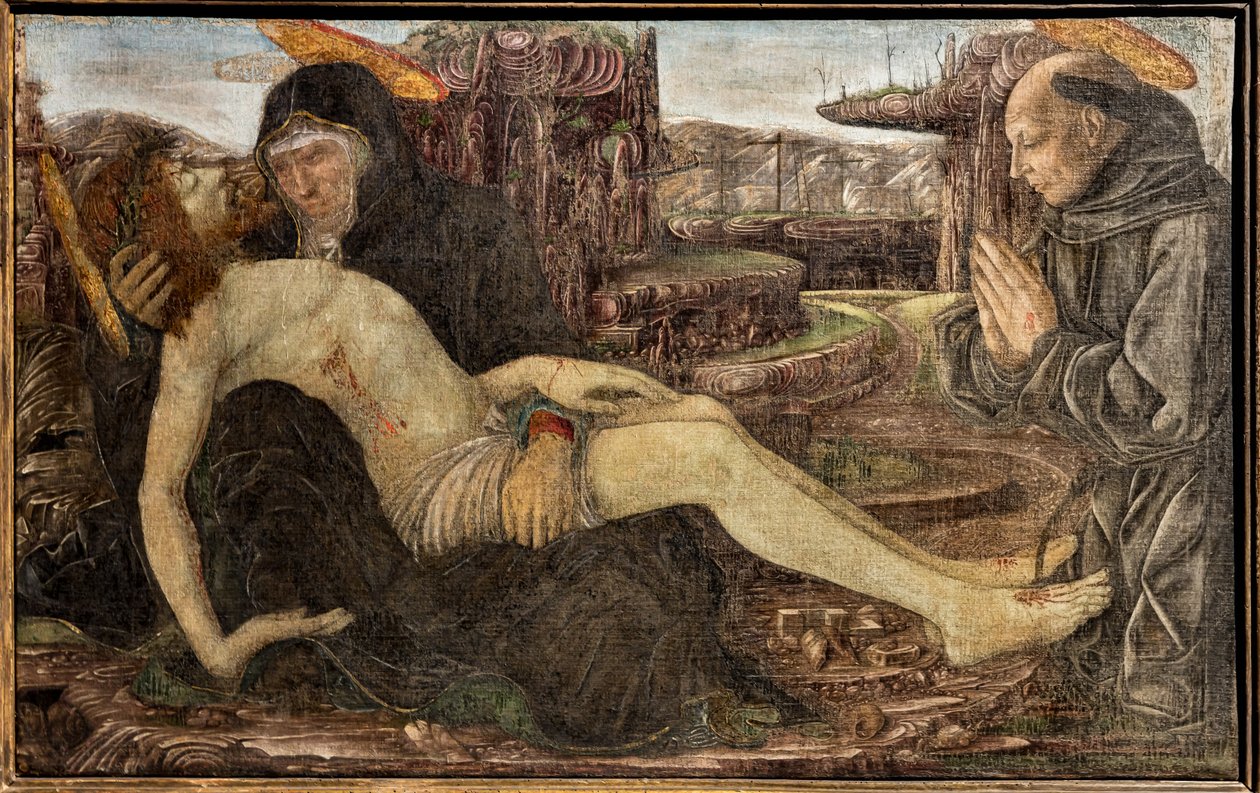 Lamentacja z klientem przedstawionym jako św. Franciszek, Francesco del Cossa autorstwa Francesco del Cossa