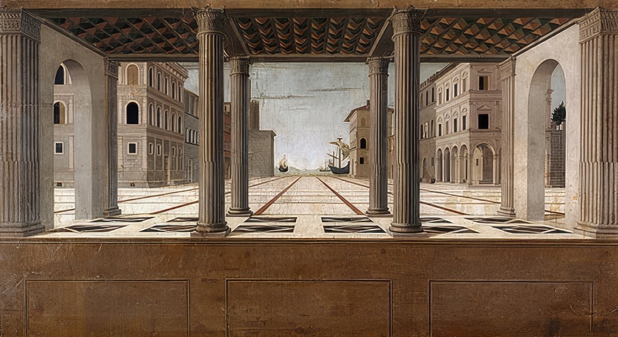 Weduta architektoniczna. Około 1490/1500 autorstwa Francesco di Giorgio Martini