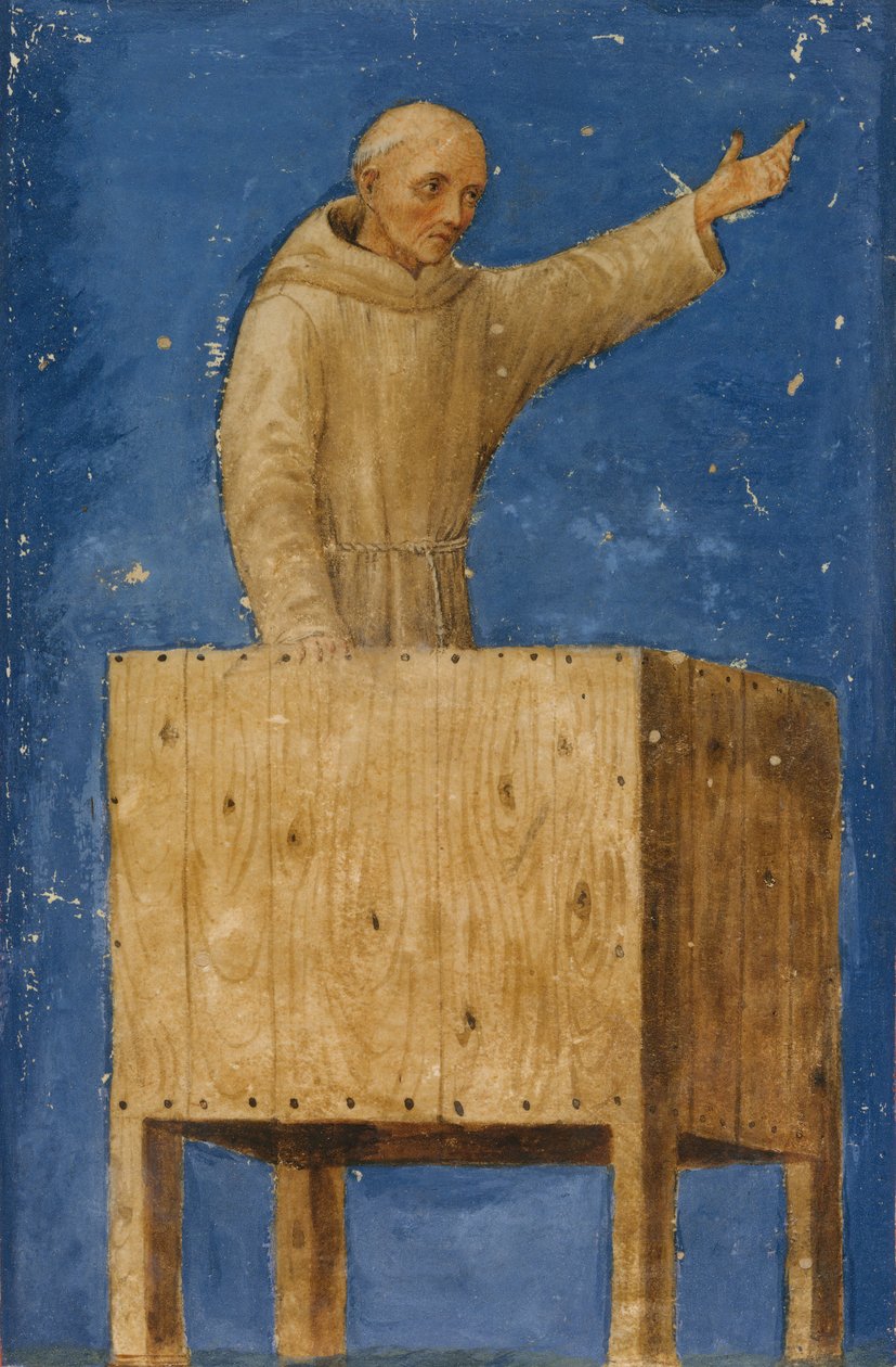 Kaznodzieja św. Bernardyna z ambony, ca. 1470-75. autorstwa Francesco di Giorgio Martini